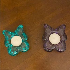 Marquis Waterford butterfly tea light holders pair